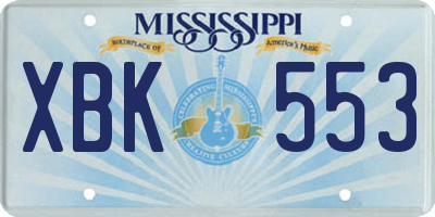 MS license plate XBK553