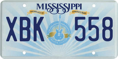 MS license plate XBK558