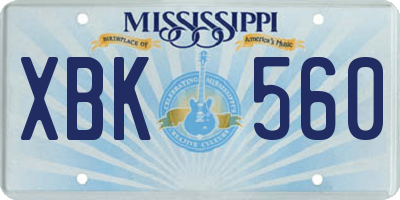 MS license plate XBK560