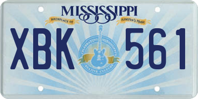 MS license plate XBK561