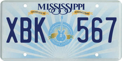 MS license plate XBK567