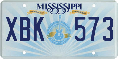 MS license plate XBK573
