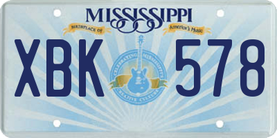 MS license plate XBK578