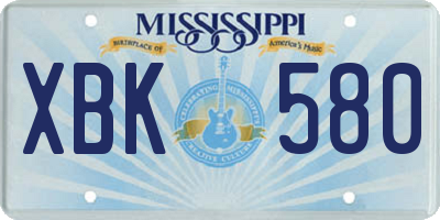 MS license plate XBK580