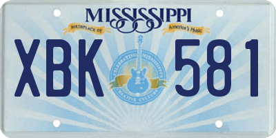 MS license plate XBK581
