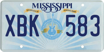 MS license plate XBK583