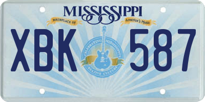 MS license plate XBK587