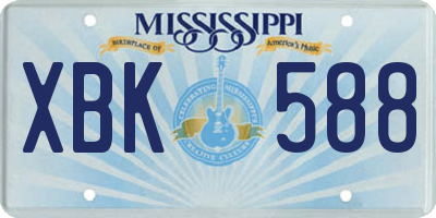 MS license plate XBK588