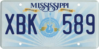 MS license plate XBK589
