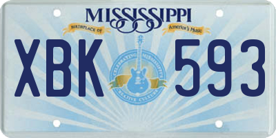 MS license plate XBK593