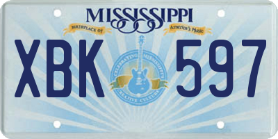 MS license plate XBK597