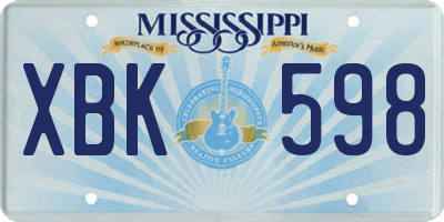 MS license plate XBK598