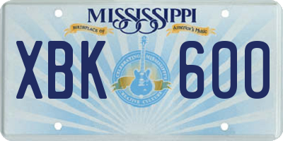 MS license plate XBK600