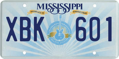 MS license plate XBK601