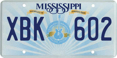 MS license plate XBK602