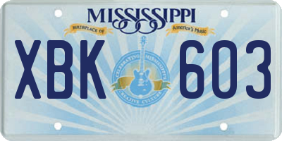MS license plate XBK603