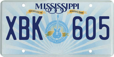 MS license plate XBK605