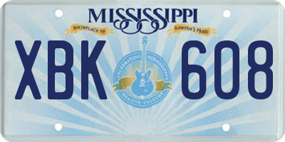 MS license plate XBK608