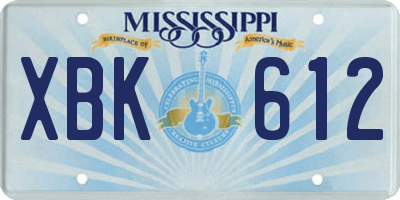 MS license plate XBK612