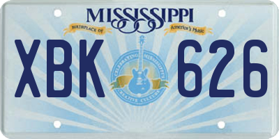 MS license plate XBK626