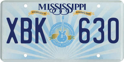 MS license plate XBK630