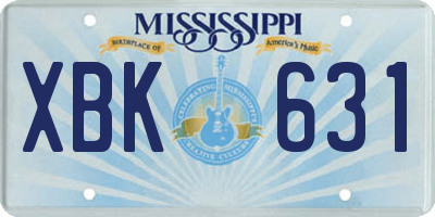 MS license plate XBK631
