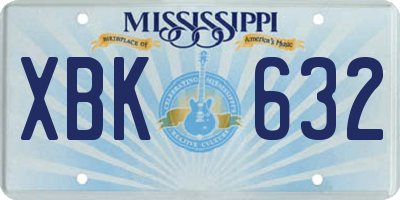 MS license plate XBK632