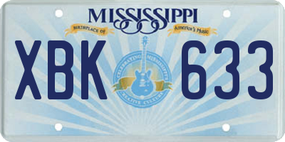MS license plate XBK633