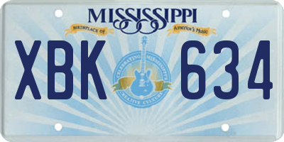 MS license plate XBK634