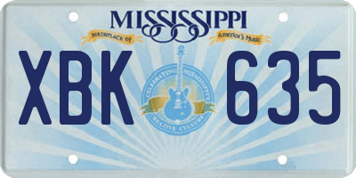 MS license plate XBK635