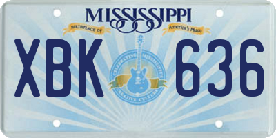 MS license plate XBK636