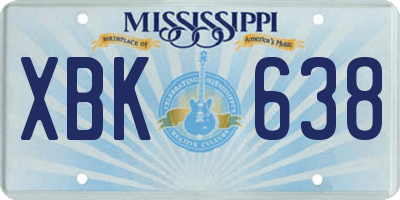 MS license plate XBK638
