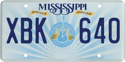 MS license plate XBK640