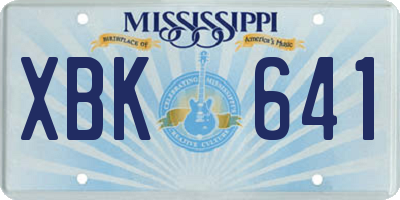 MS license plate XBK641