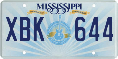 MS license plate XBK644