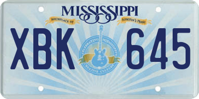 MS license plate XBK645