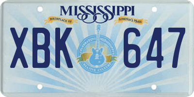 MS license plate XBK647