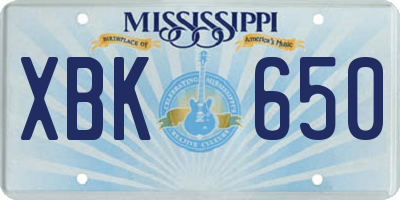 MS license plate XBK650