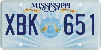 MS license plate XBK651
