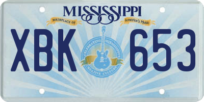 MS license plate XBK653