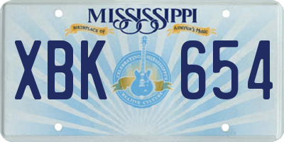MS license plate XBK654