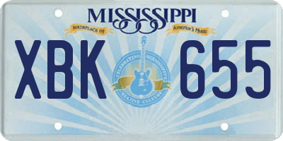MS license plate XBK655