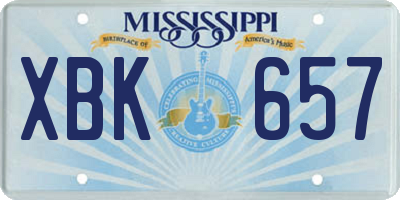 MS license plate XBK657