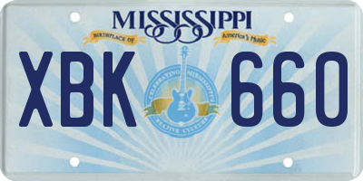 MS license plate XBK660
