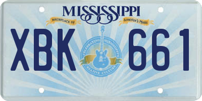 MS license plate XBK661