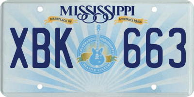 MS license plate XBK663