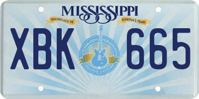 MS license plate XBK665