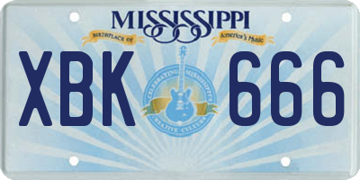 MS license plate XBK666