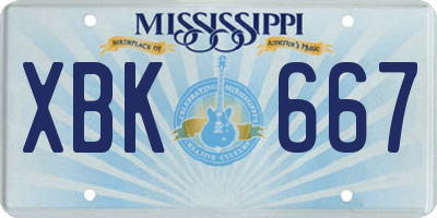 MS license plate XBK667