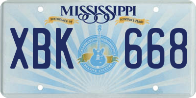 MS license plate XBK668
